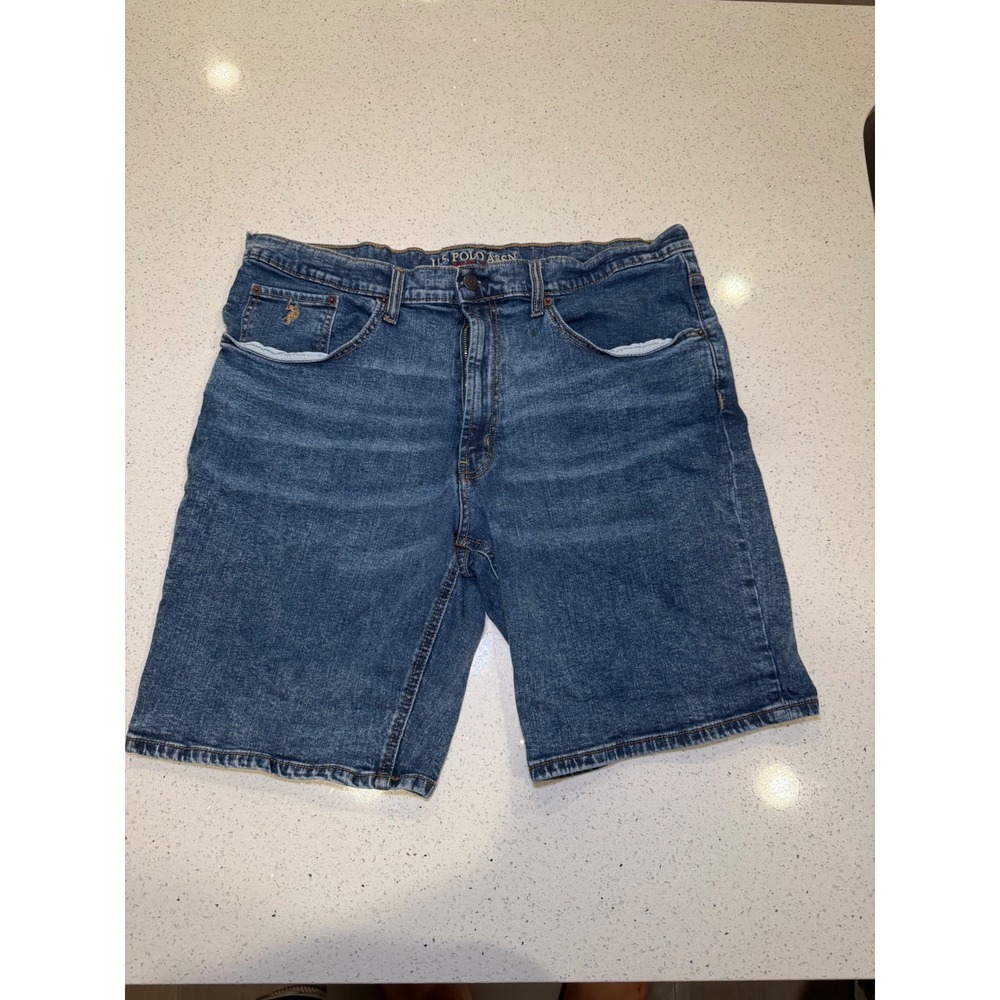 US Polo Assn Mens Denim Shorts Blue Medium Wash W40 Casual Jean Shorts